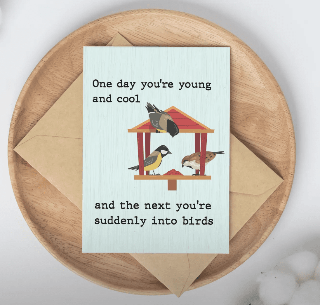 Illustrated card: suddenly you’re into birds